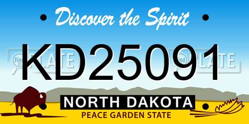KD25091 North Dakota License Plate