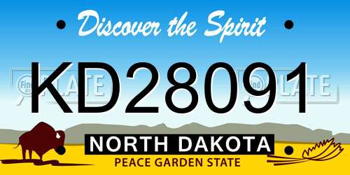 KD28091 North Dakota License Plate