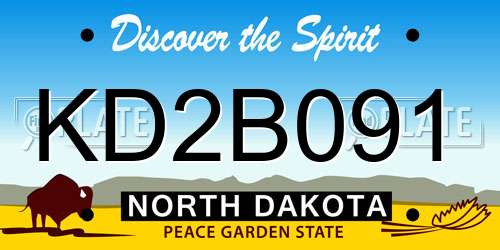 KD2B091 North Dakota License Plate