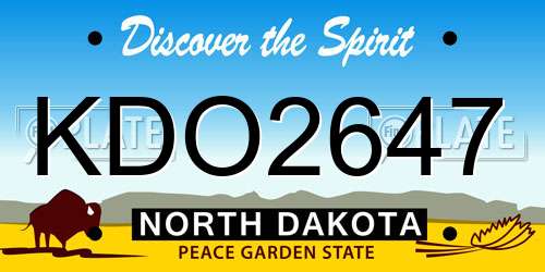 KDO2647 North Dakota License Plate