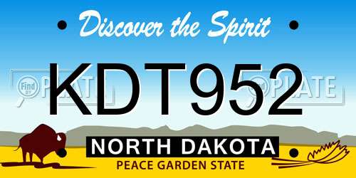 KDT952 North Dakota License Plate