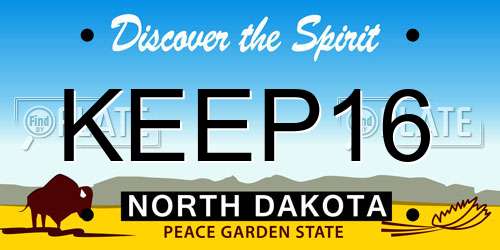KEEP16 North Dakota License Plate