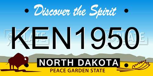 KEN1950 North Dakota License Plate