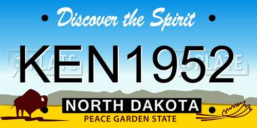 KEN1952 North Dakota License Plate