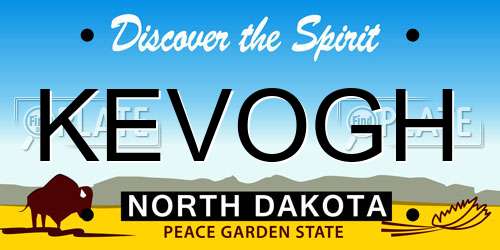 KEVOGH North Dakota License Plate