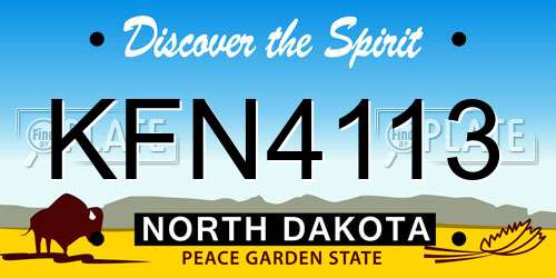 KFN4113 North Dakota License Plate