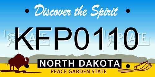 KFP0110 North Dakota License Plate