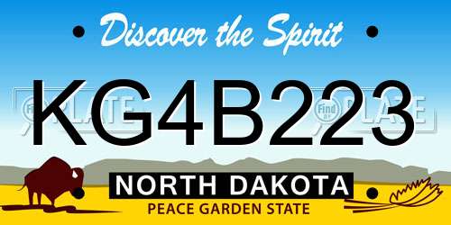KG4B223 North Dakota License Plate