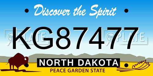 KG87477 North Dakota License Plate