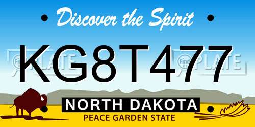KG8T477 North Dakota License Plate