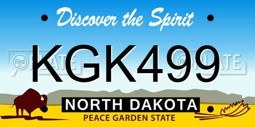 KGK499 North Dakota License Plate