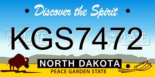KGS7472 North Dakota License Plate