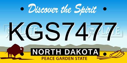 KGS7477 North Dakota License Plate