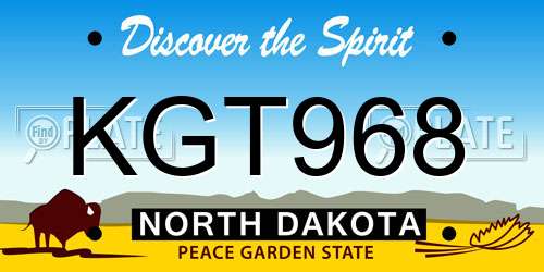 KGT968 North Dakota License Plate