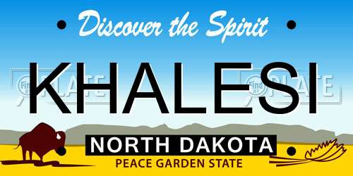KHALESI North Dakota License Plate