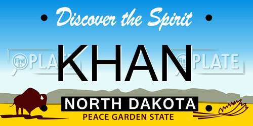 KHAN North Dakota License Plate