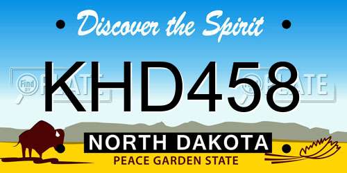 KHD458 North Dakota License Plate