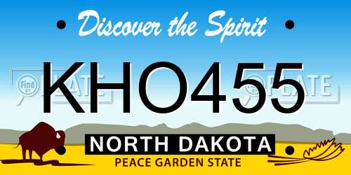 KHO455 North Dakota License Plate