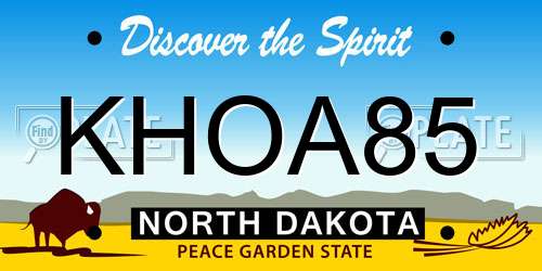 KHOA85 North Dakota License Plate