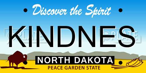 KINDNES North Dakota License Plate