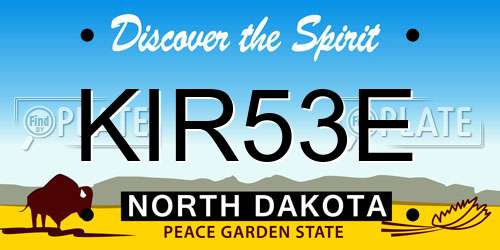 KIR53E North Dakota License Plate