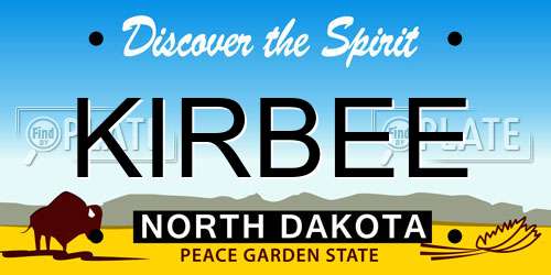 KIRBEE North Dakota License Plate
