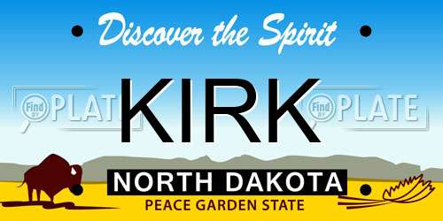 KIRK North Dakota License Plate