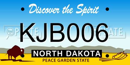 KJB006 North Dakota License Plate