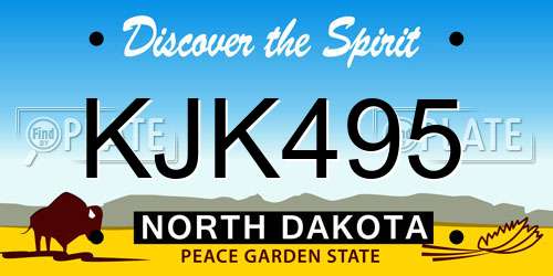 KJK495 North Dakota License Plate