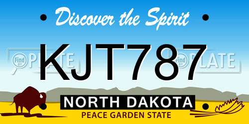 KJT787 North Dakota License Plate
