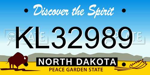 KL32989 North Dakota License Plate