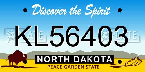 KL56403 North Dakota License Plate