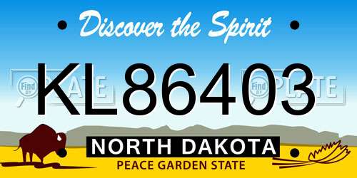 KL86403 North Dakota License Plate