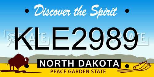 KLE2989 North Dakota License Plate