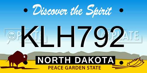 KLH792 North Dakota License Plate