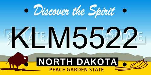 KLM5522 North Dakota License Plate