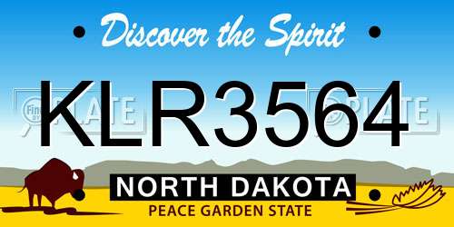 KLR3564 North Dakota License Plate