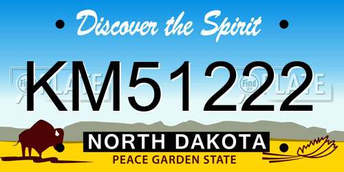 KM51222 North Dakota License Plate