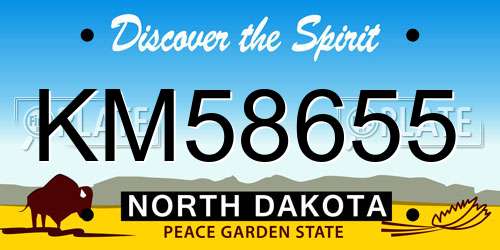 KM58655 North Dakota License Plate