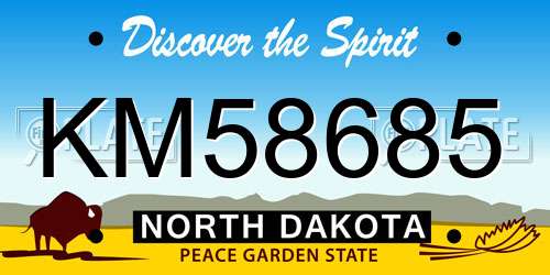 KM58685 North Dakota License Plate