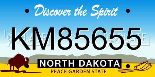 KM85655 North Dakota License Plate