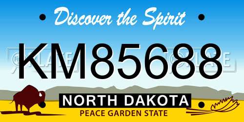 KM85688 North Dakota License Plate