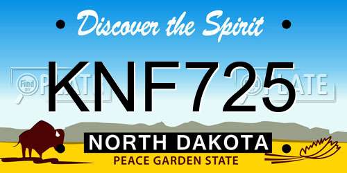 KNF725 North Dakota License Plate