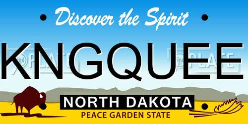 KNGQUEE North Dakota License Plate