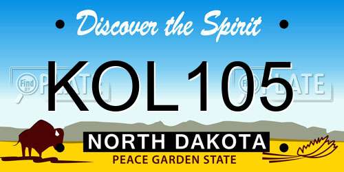 KOL105 North Dakota License Plate