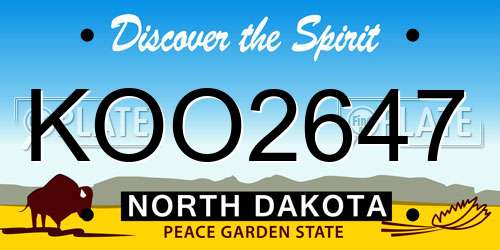 KOO2647 North Dakota License Plate