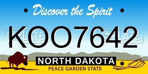 KOO7642 North Dakota License Plate