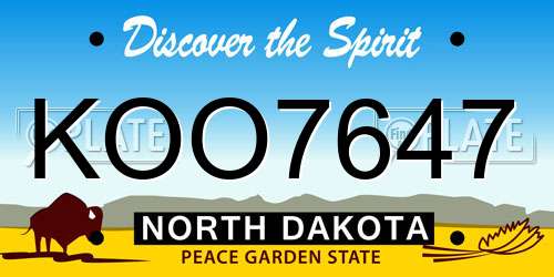 KOO7647 North Dakota License Plate