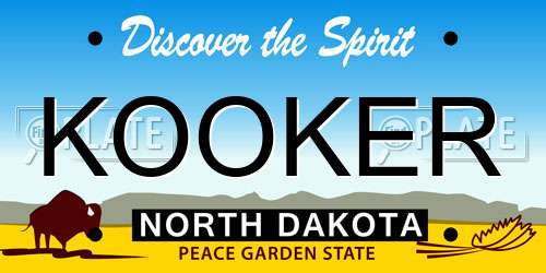 KOOKER North Dakota License Plate