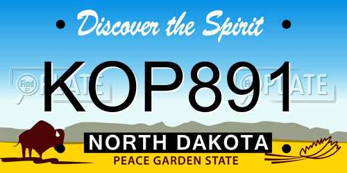 KOP891 North Dakota License Plate